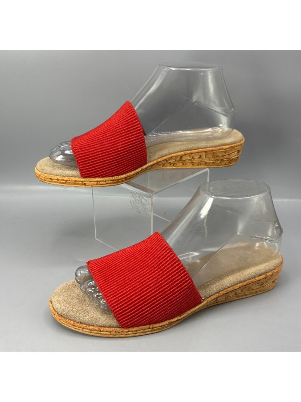 Charleston Shoe Co Seabook Low Wedge Slide Sandals Womens 7 Red Slip On